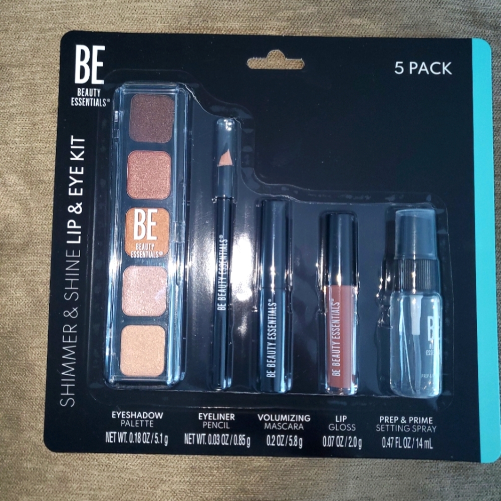 : 5 pc pack of nude  Beauty Essentials shimmer & shine lip & eye kit Make Up